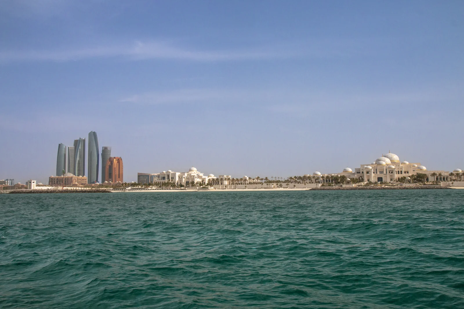 Abu Dhabi skyline viewed from the sea